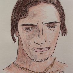 drawing of native american man's face